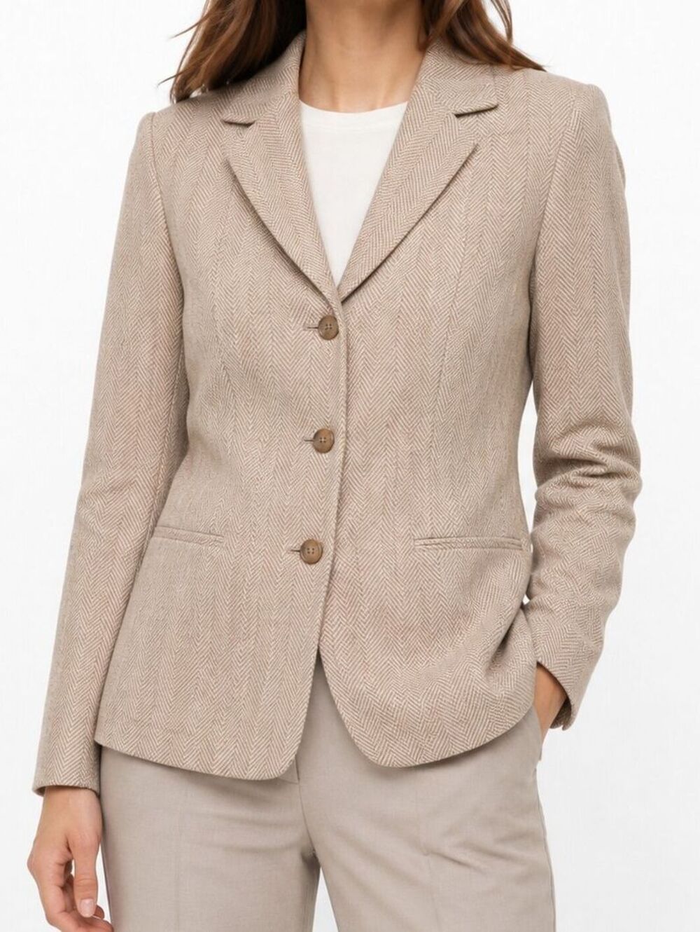 Banana Republic Women’s Beige Linen Cotton Herringbone Blazer - Size 6  EUC